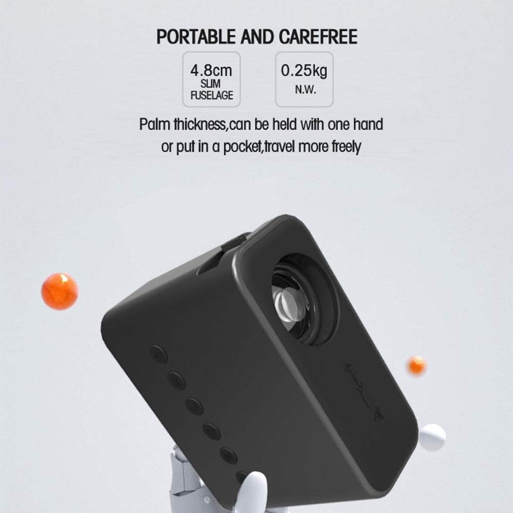 Portable Mini Home Theater Projector - 80 Lumens 1920X1080P Remote Control & Adaptor - White 13