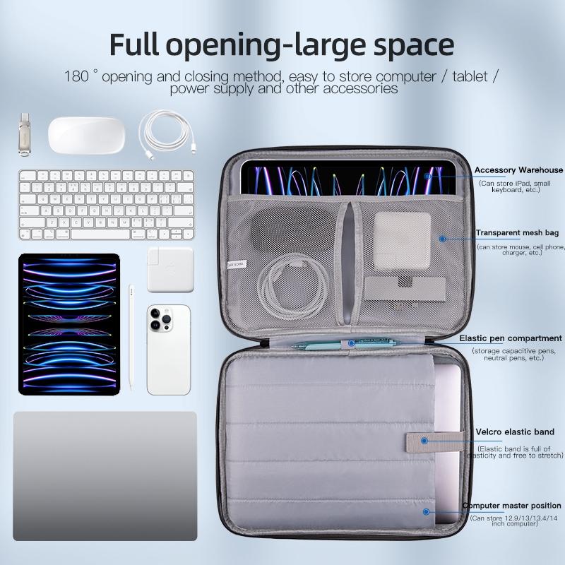 Grey Sheepskin Leather Bag for 12.9-13 Inch Laptops - Portable and Stylish 3