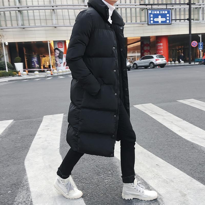 Mens Long Down Jacket Coat Winter Parkas Thick Warm Slim Fit Male Overcoat - Size L Black 5