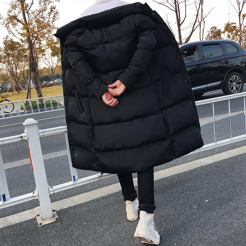 Mens Long Down Jacket Coat Winter Parkas Thick Warm Slim Fit Male Overcoat - Size L Black 7