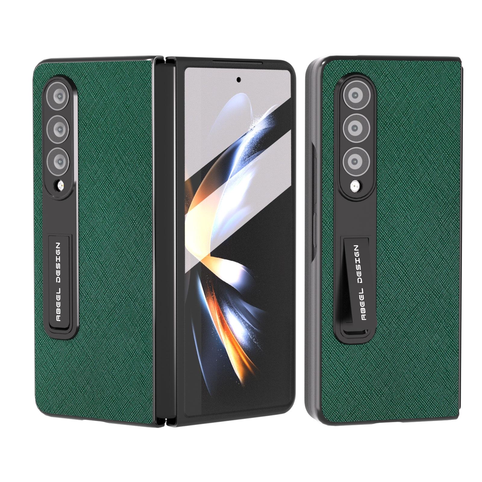 For Samsung Galaxy Z Fold4 5G Cross Texture Leather Phone Case With Holder - Black 11