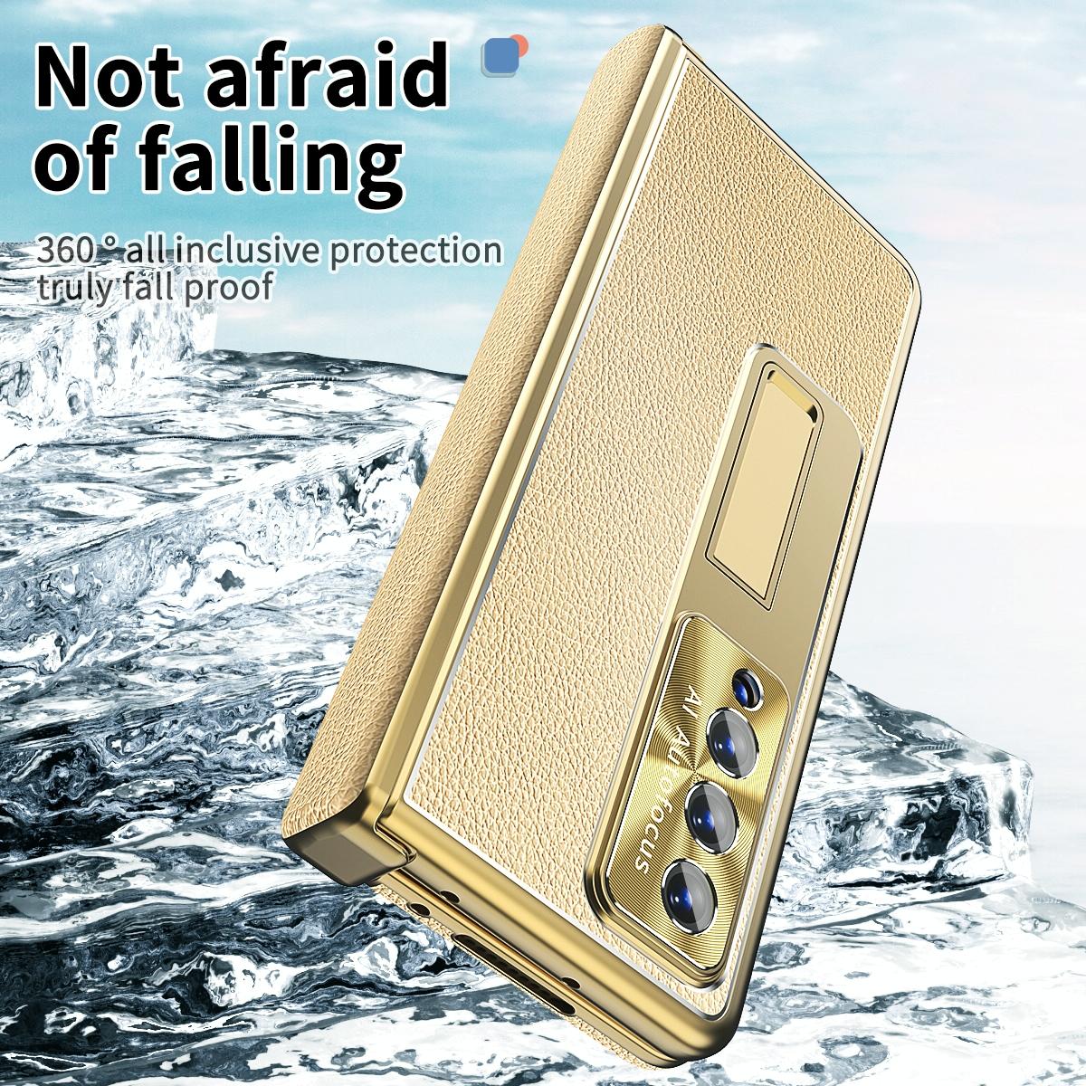 For Samsung Galaxy Z Fold4 5G Shockproof Magnetic Litchi Pattern Phone Case - Black 6