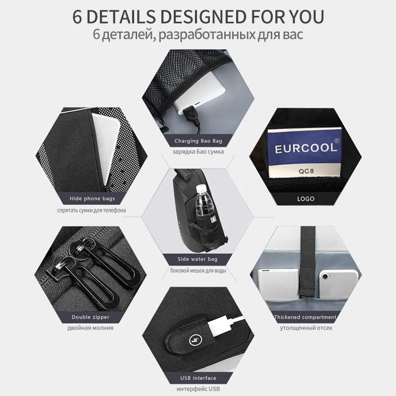 Water Repellent Multi Function Chest Bag With Usb Charging Port Men Crossbody Shoulder Bag - Black 11