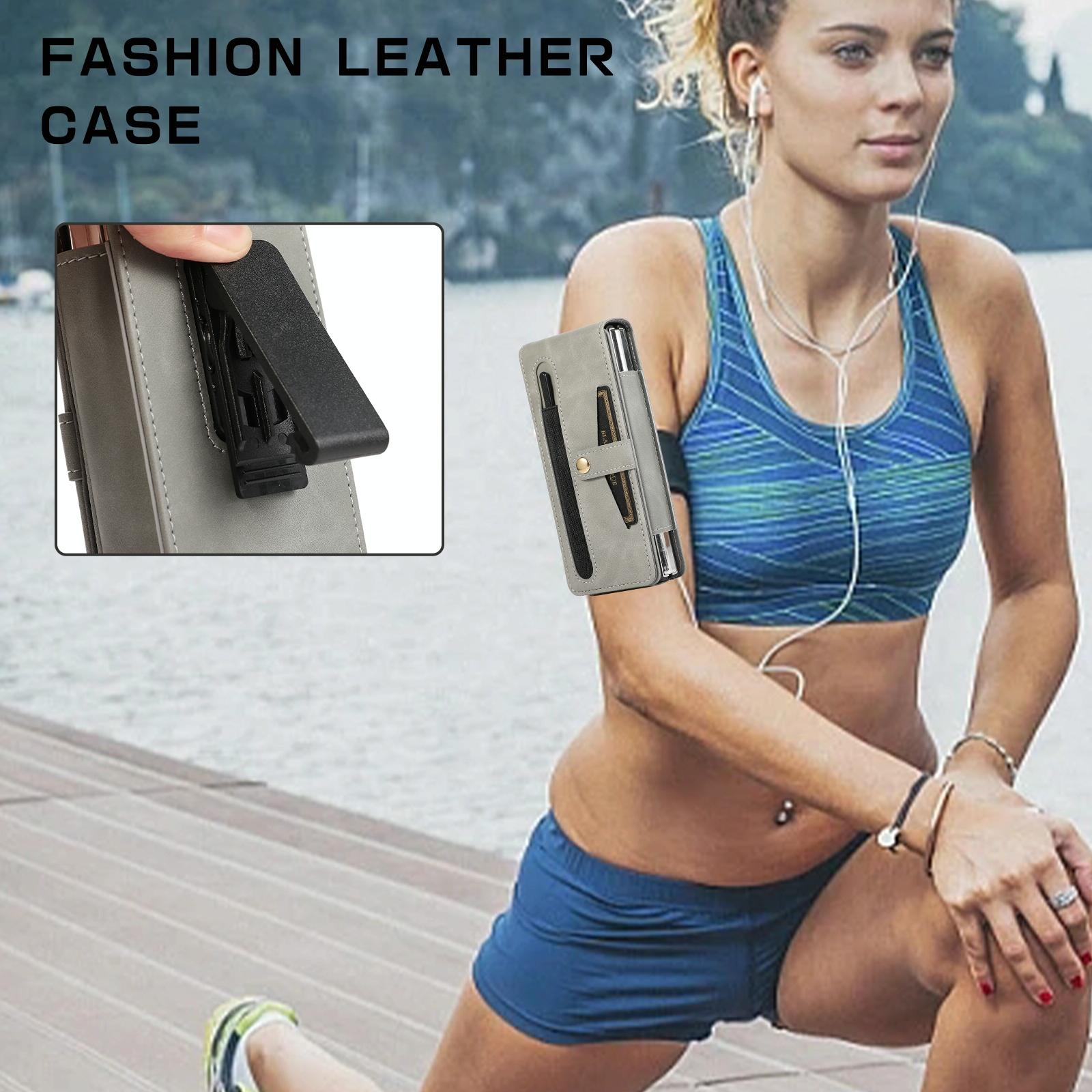 For Samsung Galaxy Z Fold4 5G Leather Folding Phone Case - Black 6
