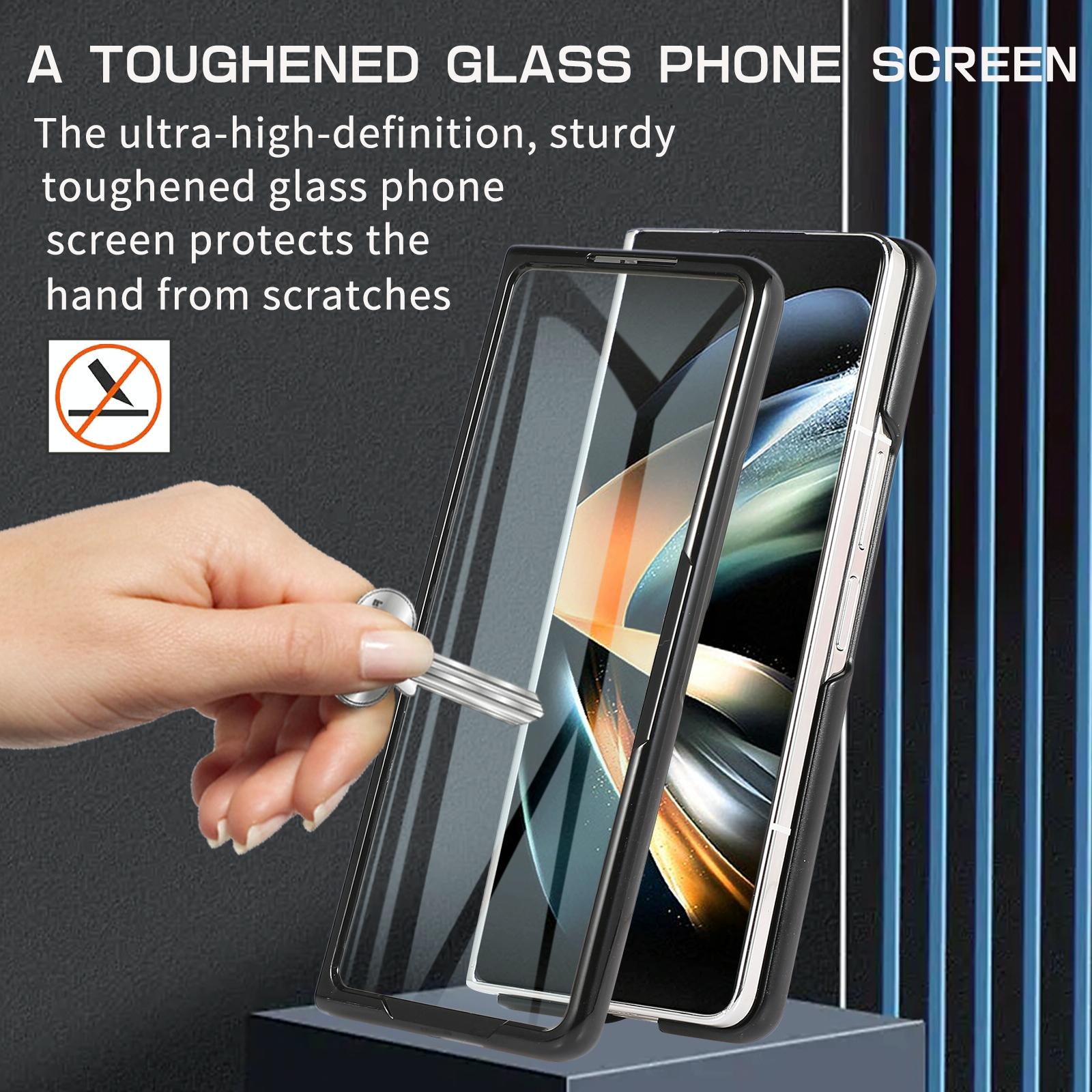 For Samsung Galaxy Z Fold4 5G Leather Folding Phone Case - Black 9
