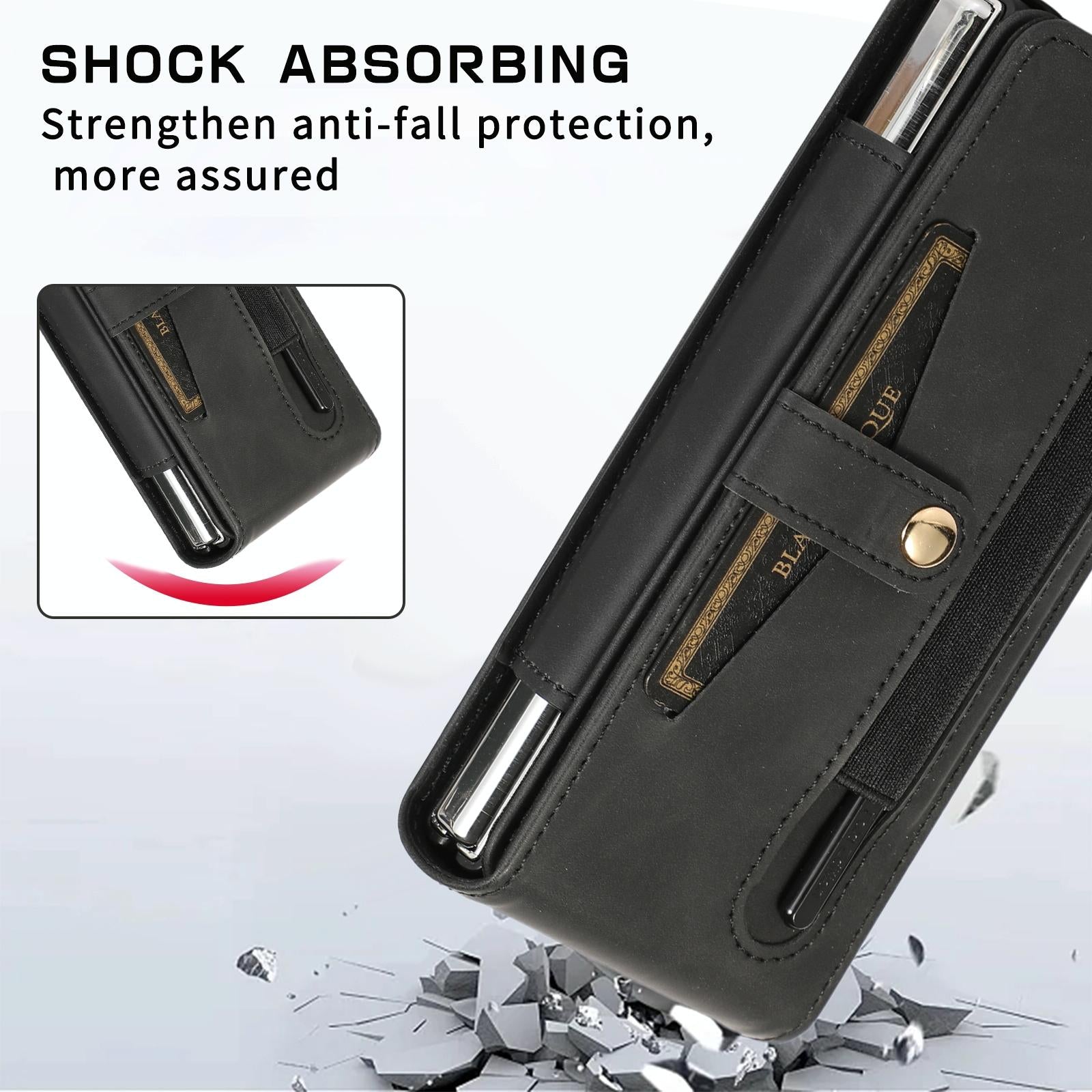 For Samsung Galaxy Z Fold4 5G Leather Folding Phone Case - Black 13