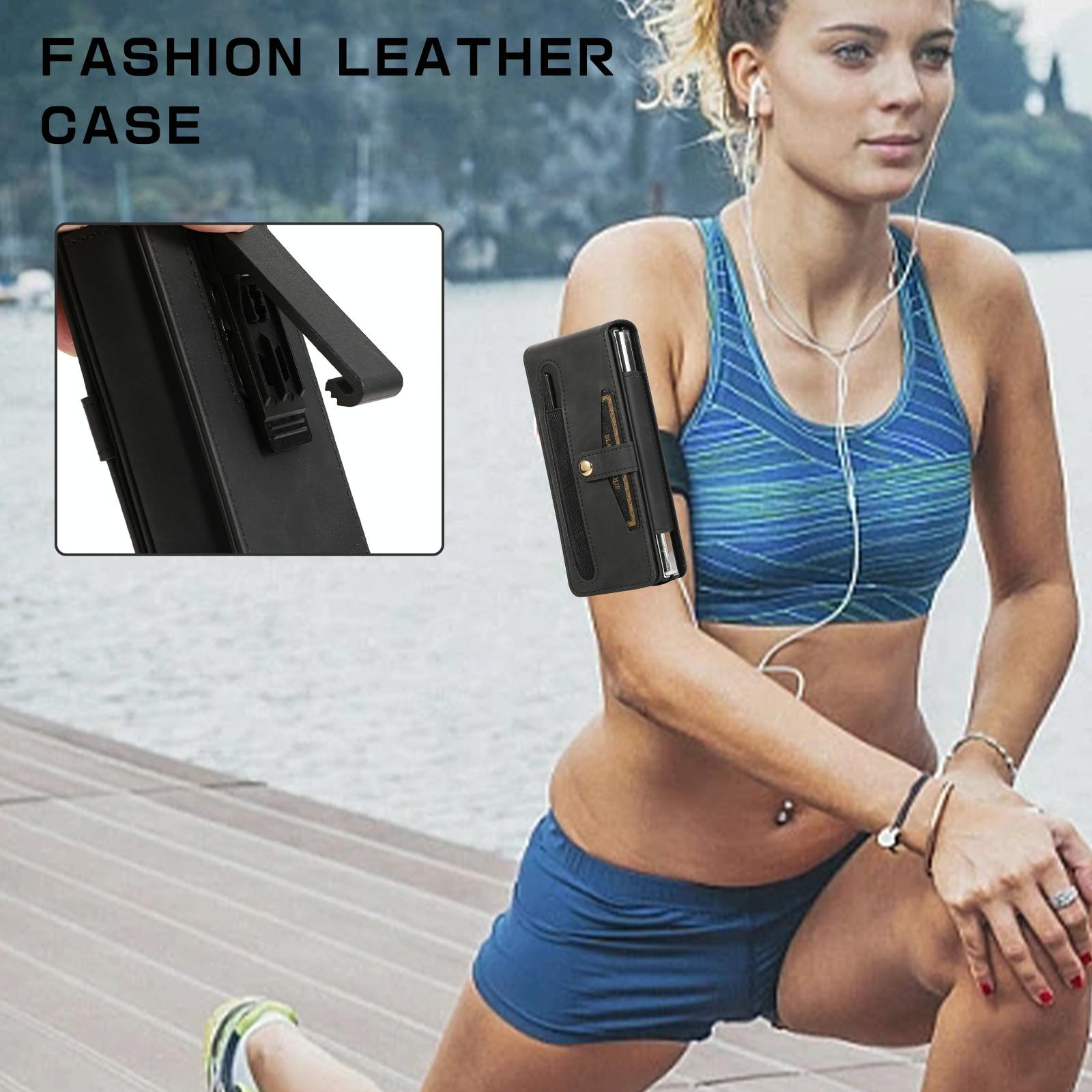 For Samsung Galaxy Z Fold4 5G Leather Folding Phone Case - Black 15