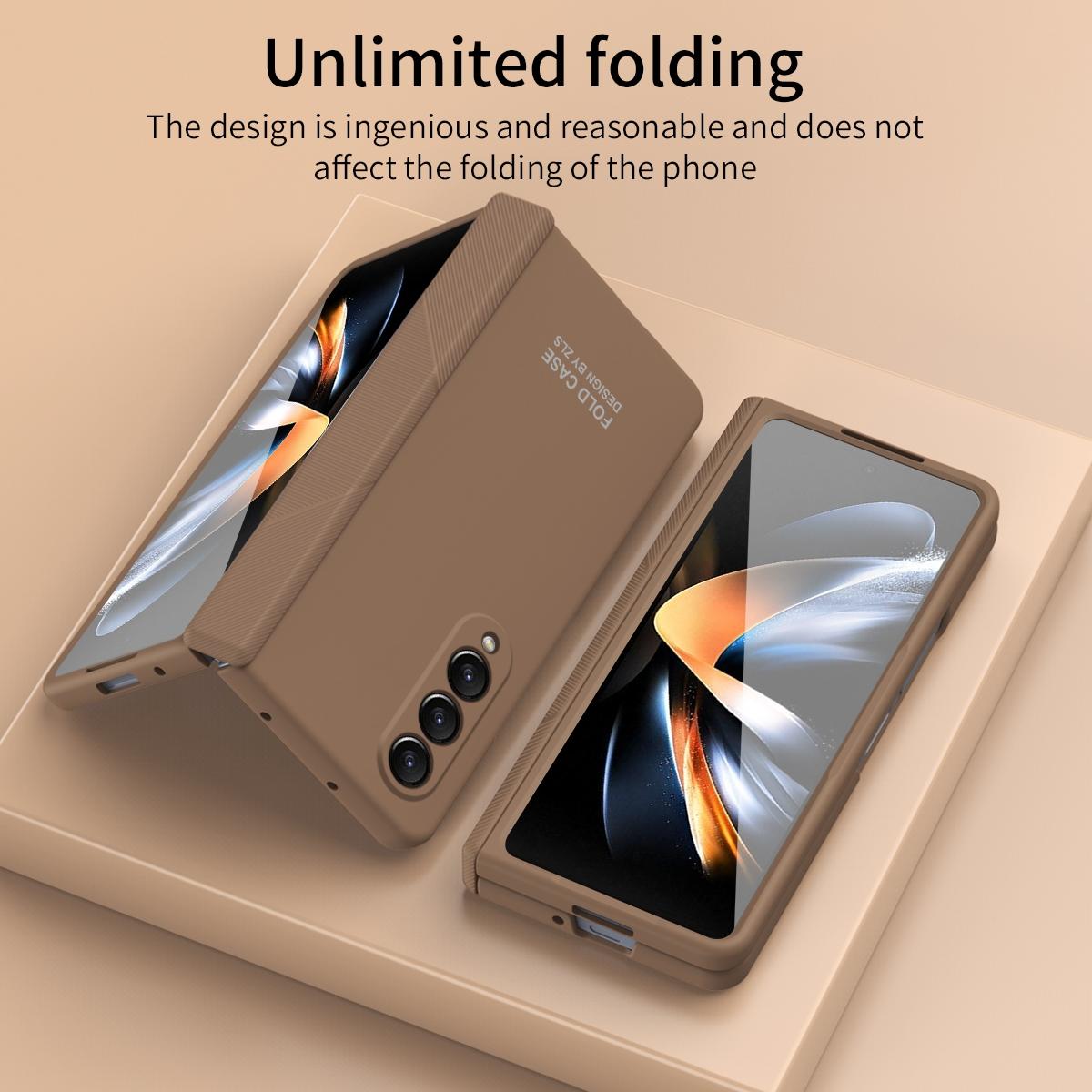 For Samsung Galaxy Z Fold4 5G Foldable Phone Case With Pen And Stylus - Coffee 3