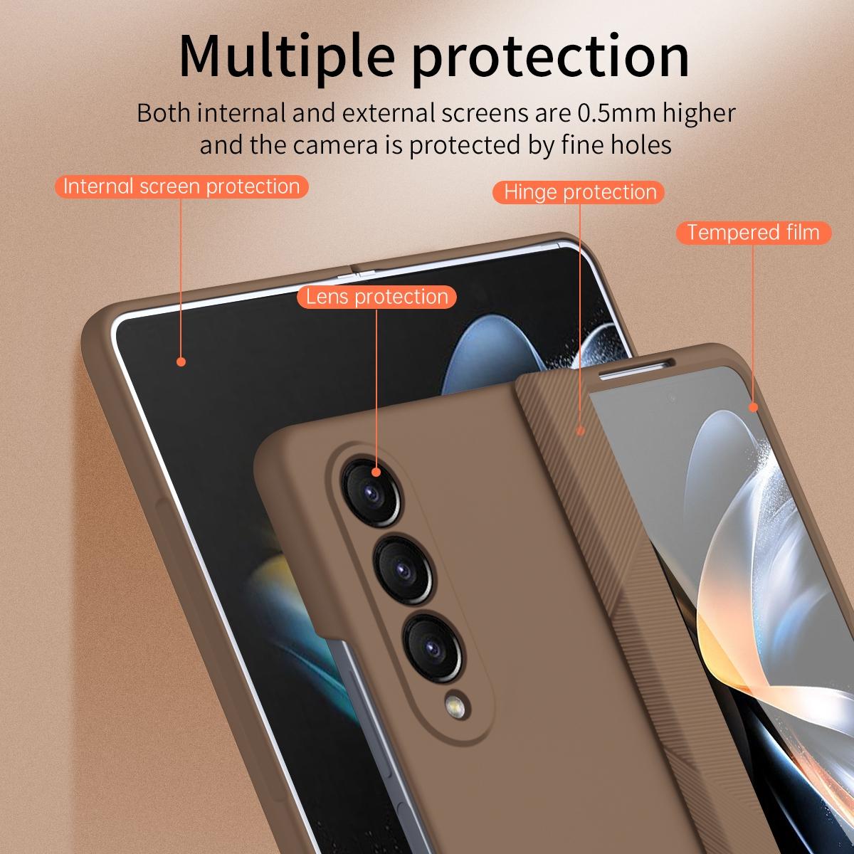 For Samsung Galaxy Z Fold4 5G Foldable Phone Case With Pen And Stylus - Coffee 4