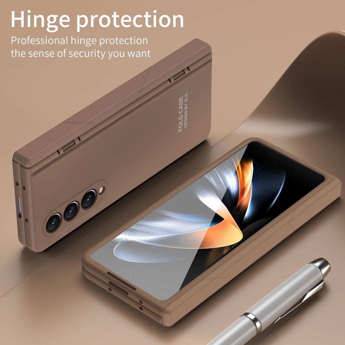 For Samsung Galaxy Z Fold4 5G Foldable Phone Case With Pen And Stylus - Coffee 5