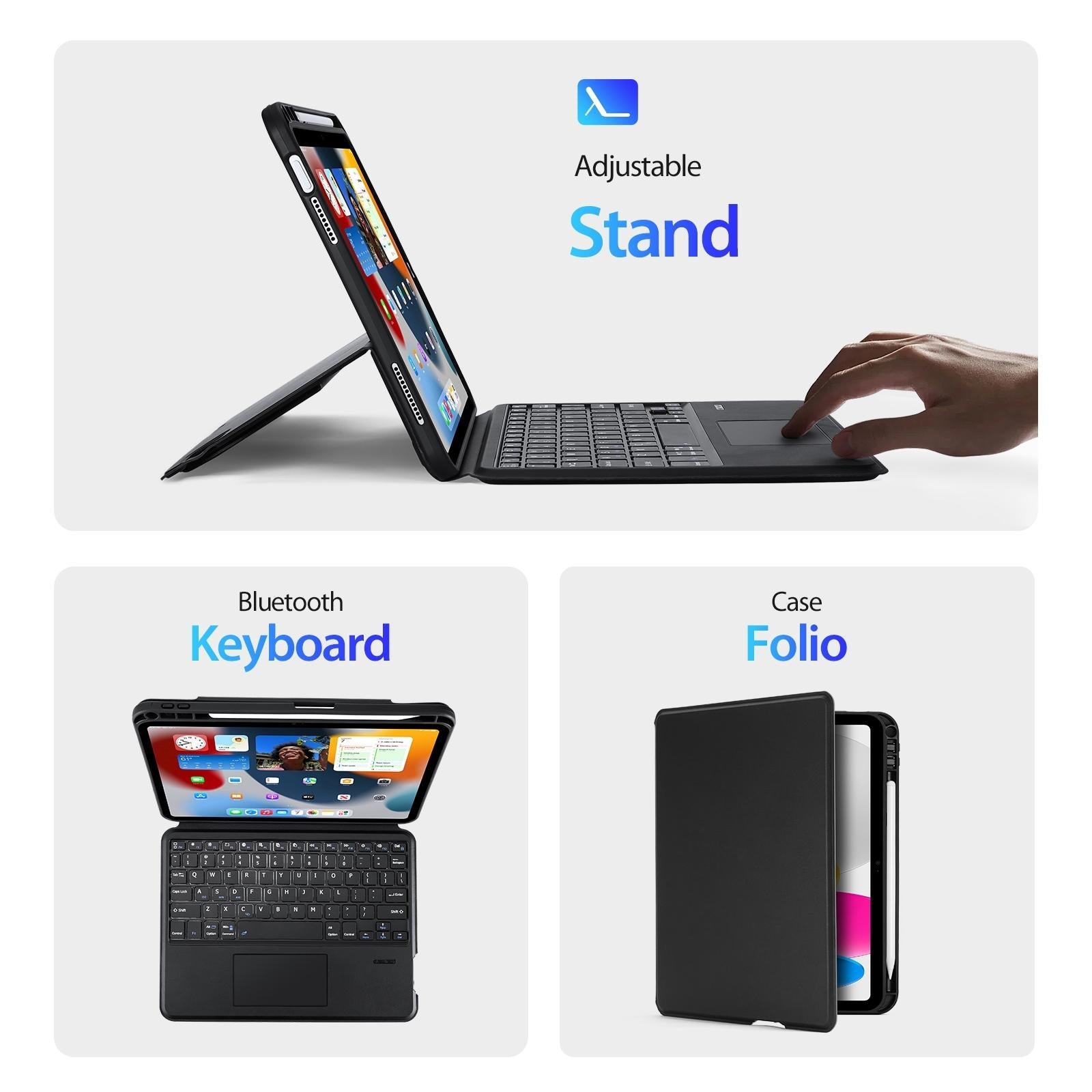 Black Magnetic Bluetooth Keyboard Tablet Case - For Ipad Air 4&5 / Ipad Pro 11 2022 5