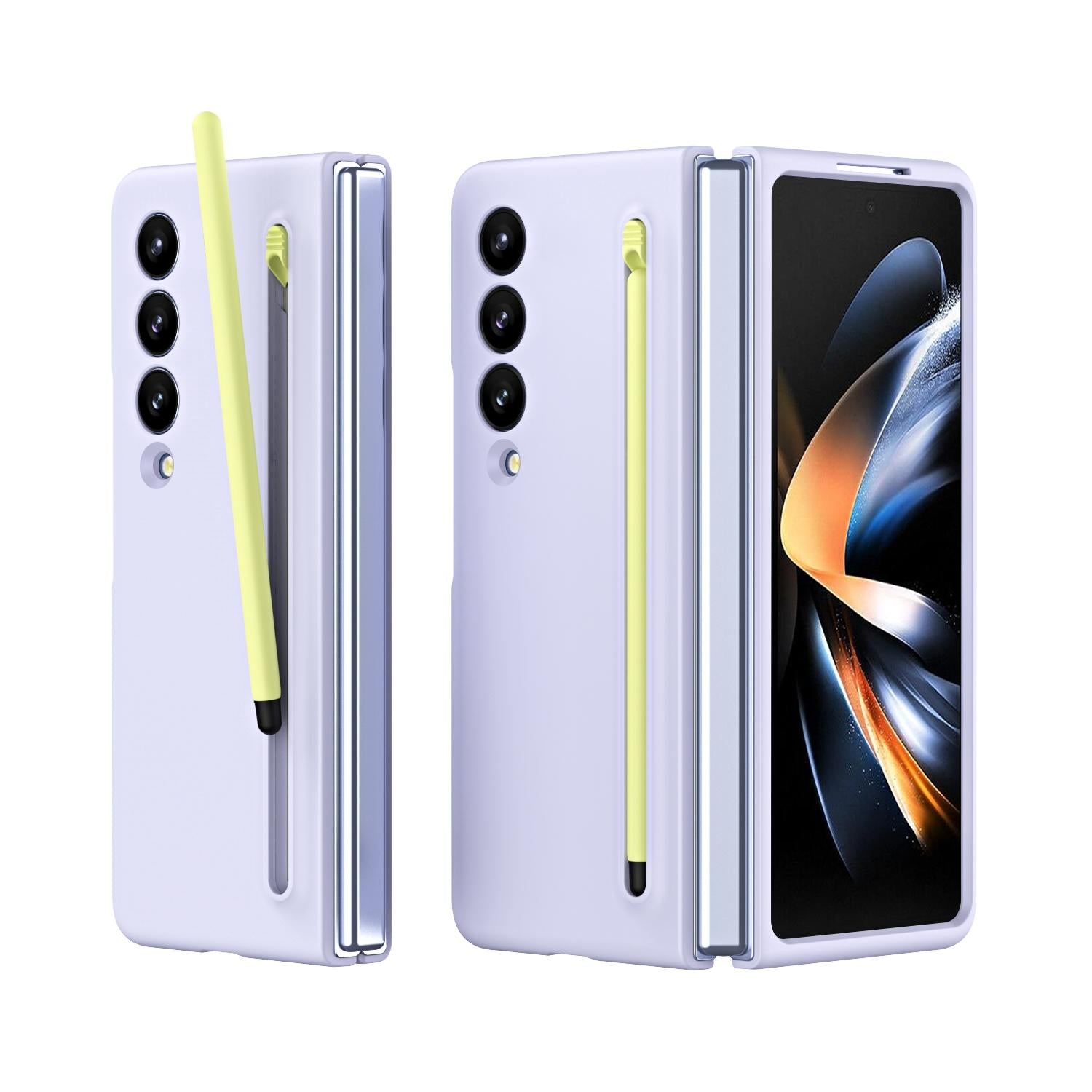 For Samsung Galaxy Z Fold4 5G Enhanced Shockproof Phone Case - Pen Design - Light Gray 12