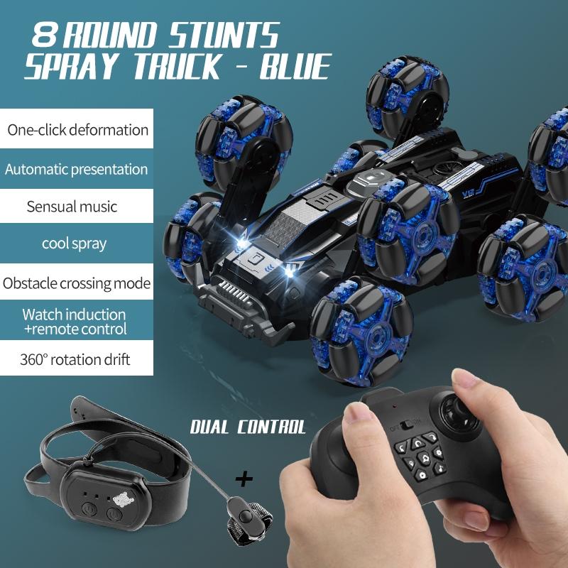 Stunt Drift Remote Control Car - Dual Control Eight Wheels - Blue 12