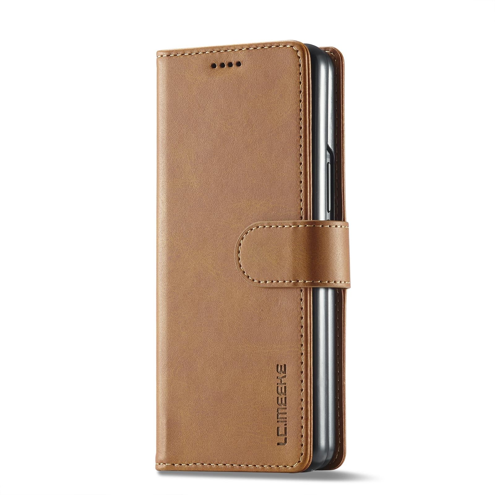For Samsung Galaxy Z Fold4 5G Calf Leather Phone Case - Brown 9