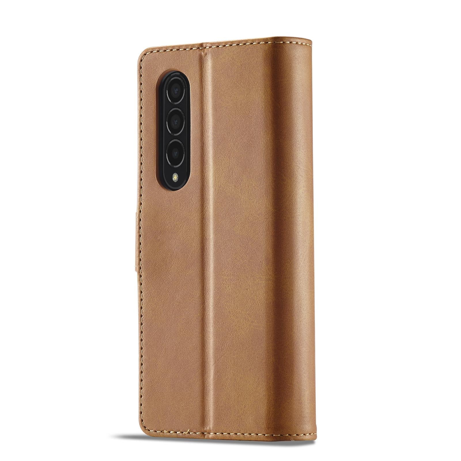 For Samsung Galaxy Z Fold4 5G Calf Leather Phone Case - Brown 10