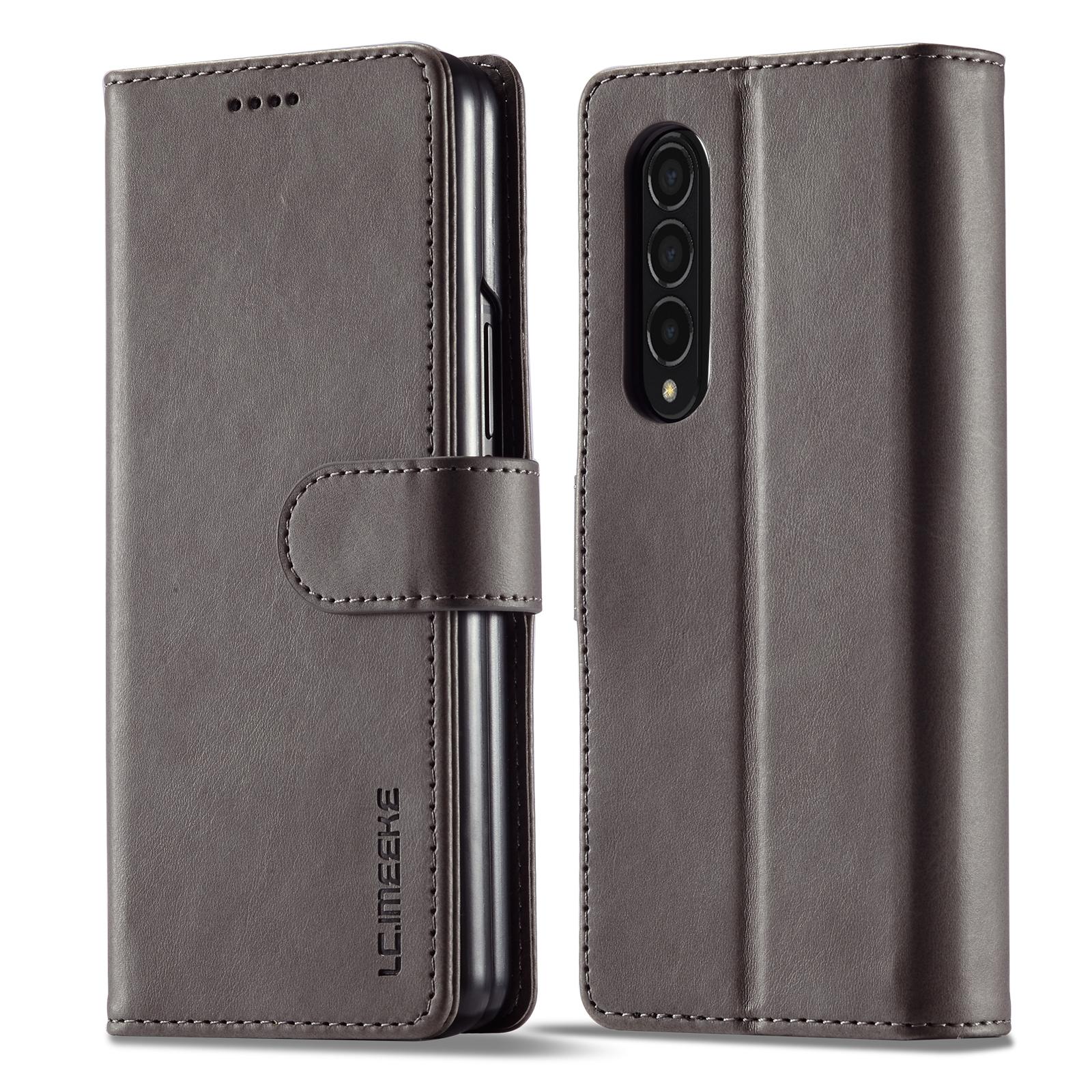 For Samsung Galaxy Z Fold4 5G Calf Leather Phone Case - Brown 15