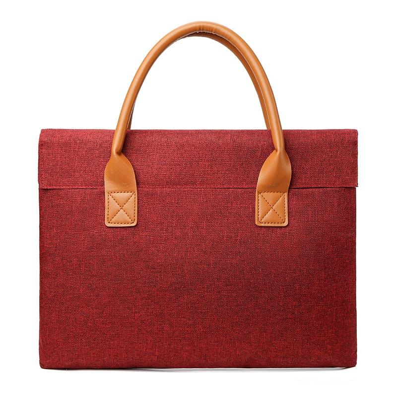 Lightweight Oxford Cloth Laptop Bag with Pu Handle - Portable - Red - 14 Inch 13