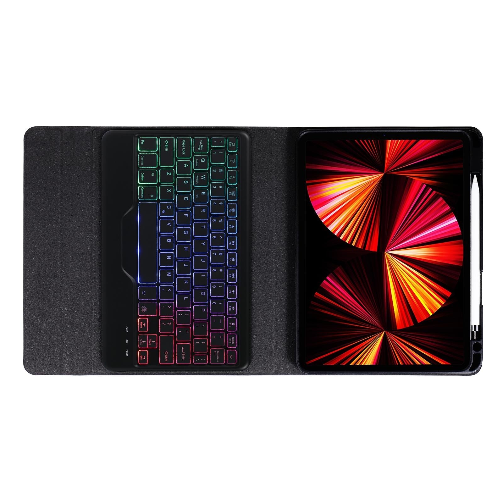 10.2 / 10.5 Inch Bluetooth Keyboard Tablet Case With Triangle Holder & Pen Slot - Black Diamond Pattern 5
