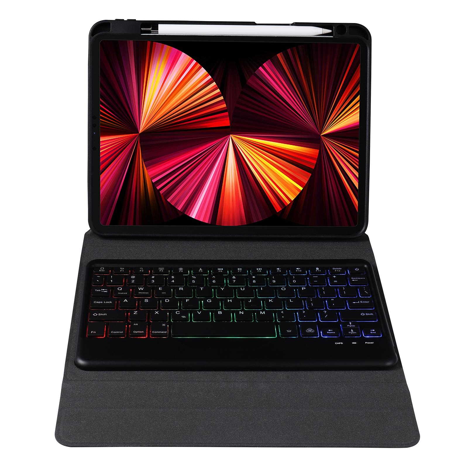 10.2 / 10.5 Inch Bluetooth Keyboard Tablet Case With Triangle Holder & Pen Slot - Black Diamond Pattern 7