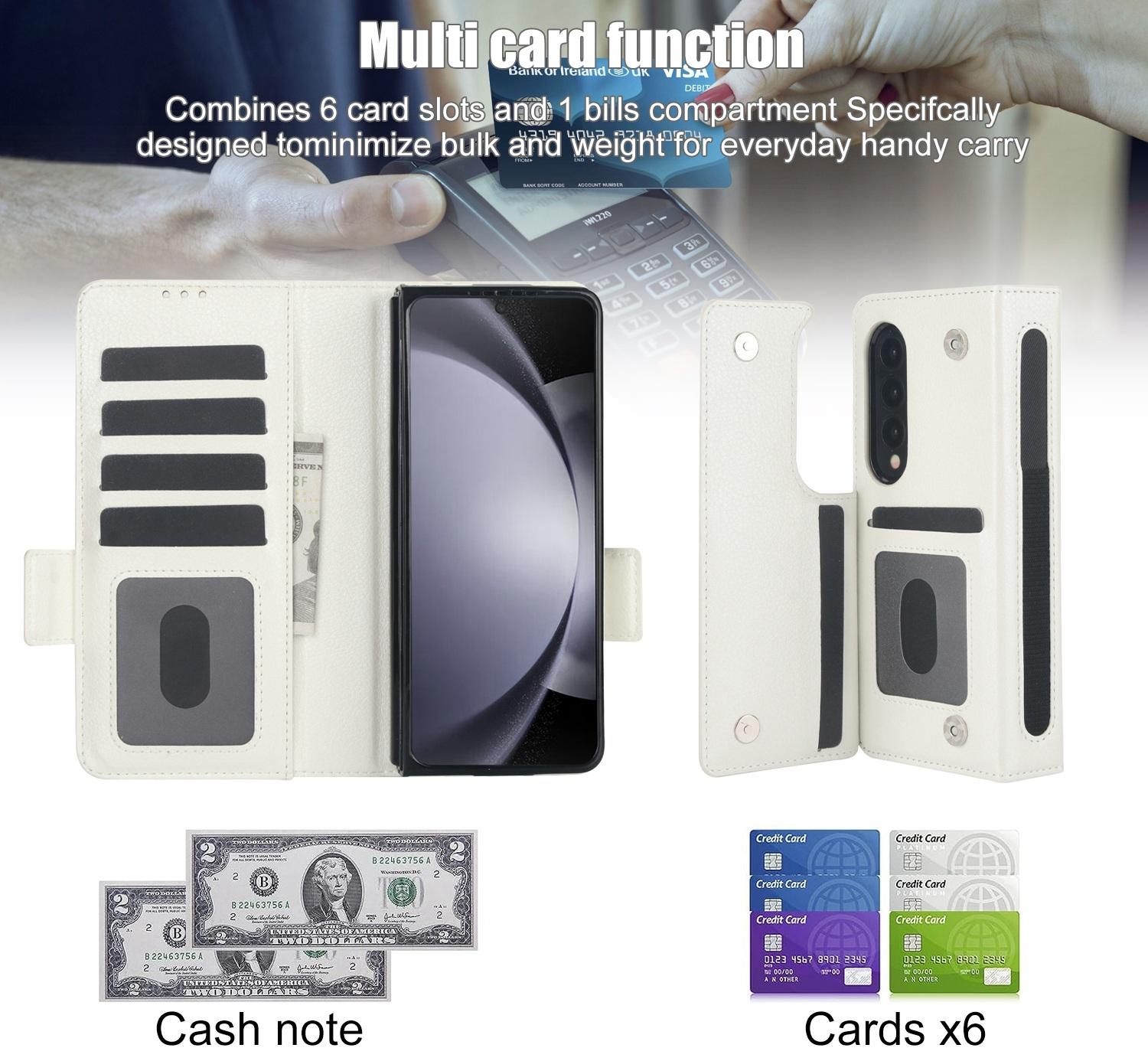 For Samsung Galaxy Z Fold4 5G Leather Phone Case With Pen Slot - White 10
