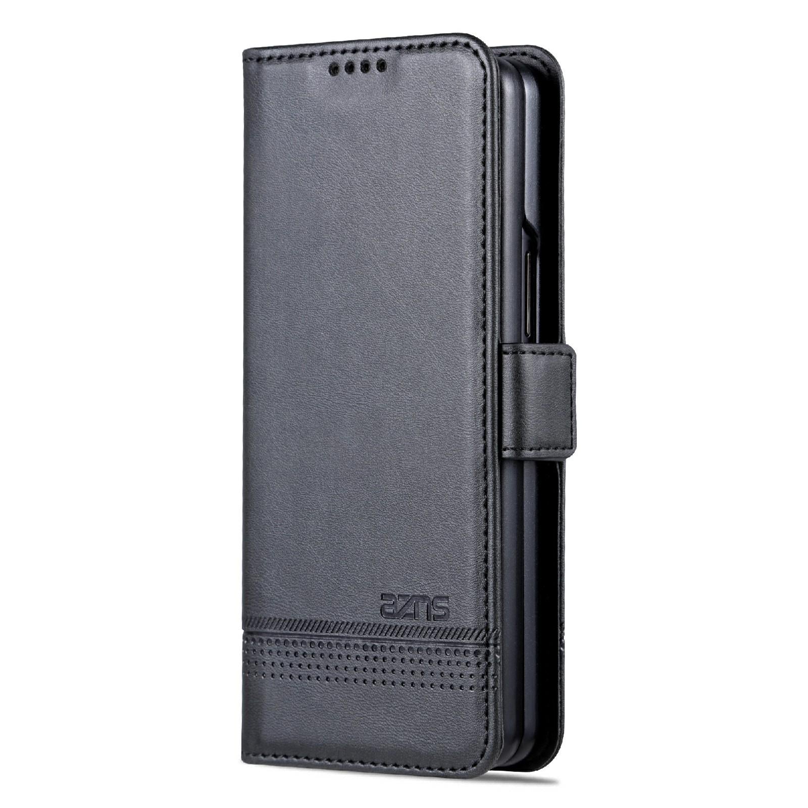 For Samsung Galaxy Z Fold4 5G Leather Magnetic Phone Case - Calf Texture - Red