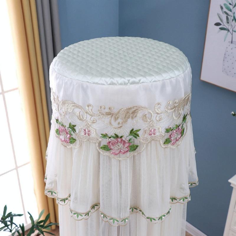 175cm Vertical Lace Air Conditioner Dust Cover - Round Column - White 7