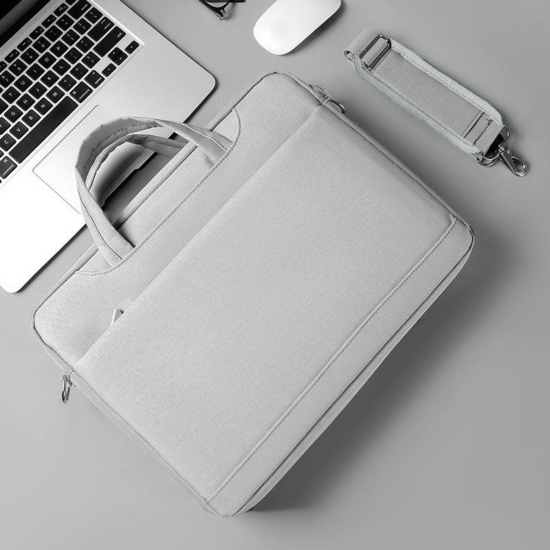 Thickened Airbag Laptop Messenger Bag - Fits 15.6-16.1 Inches - Light Gray 3