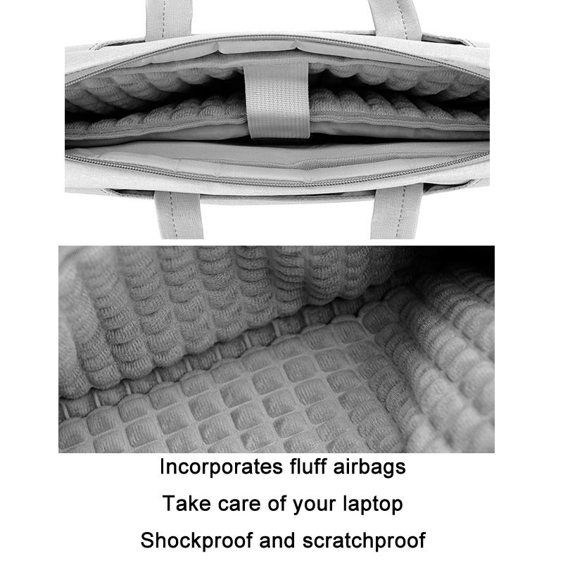 Thickened Airbag Laptop Messenger Bag - Fits 15.6-16.1 Inches - Light Gray 5