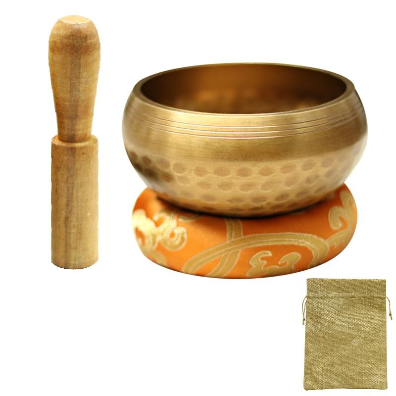 8.5cm Copper Buddha Sound Bowl Set with Mat Stick & Bag