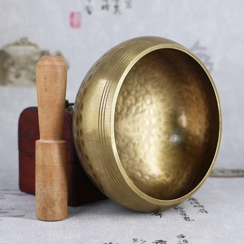8.5cm Copper Buddha Sound Bowl Set with Mat Stick & Bag 5