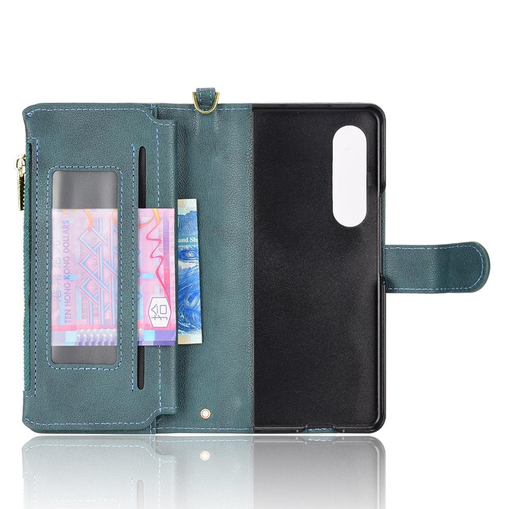 For Samsung Galaxy z Fold4 5G Zipper Leather Phone Case with Litchi Texture - Black 4