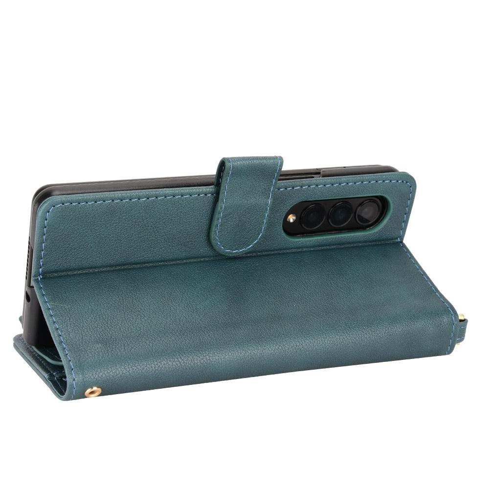 For Samsung Galaxy z Fold4 5G Zipper Leather Phone Case with Litchi Texture - Black 5