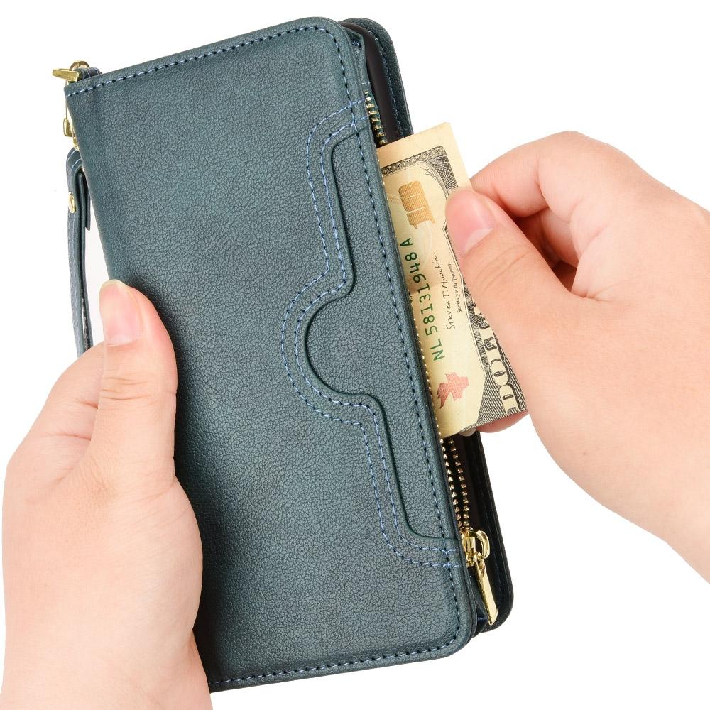 For Samsung Galaxy z Fold4 5G Zipper Leather Phone Case with Litchi Texture - Black 7