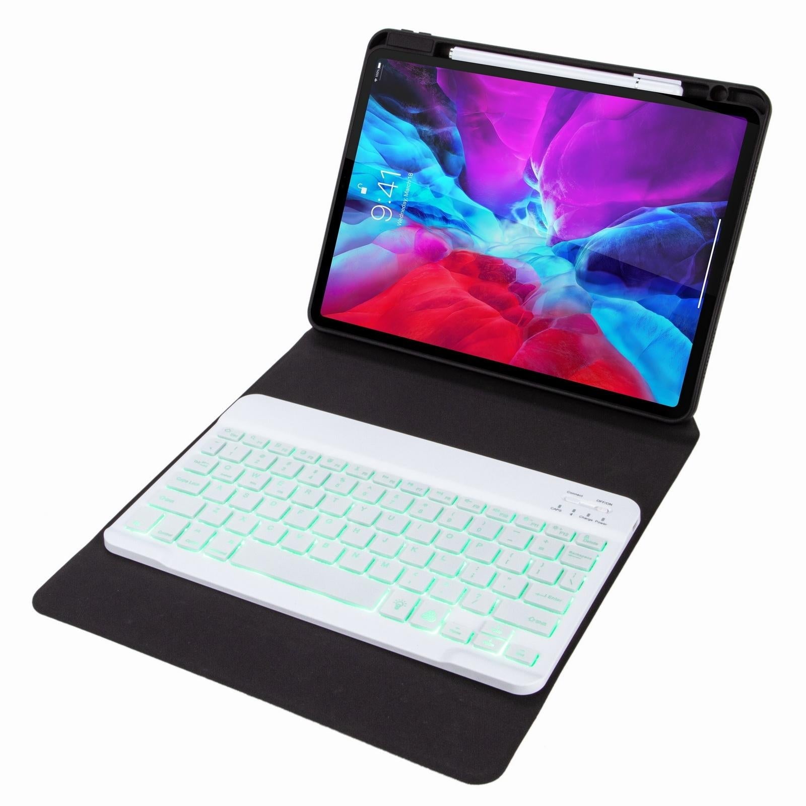 Bluetooth Keyboard Leather Case For Ipad 9.7 2018 / 2017 With Backlight & Three-Fold Holder - Rainbow 5
