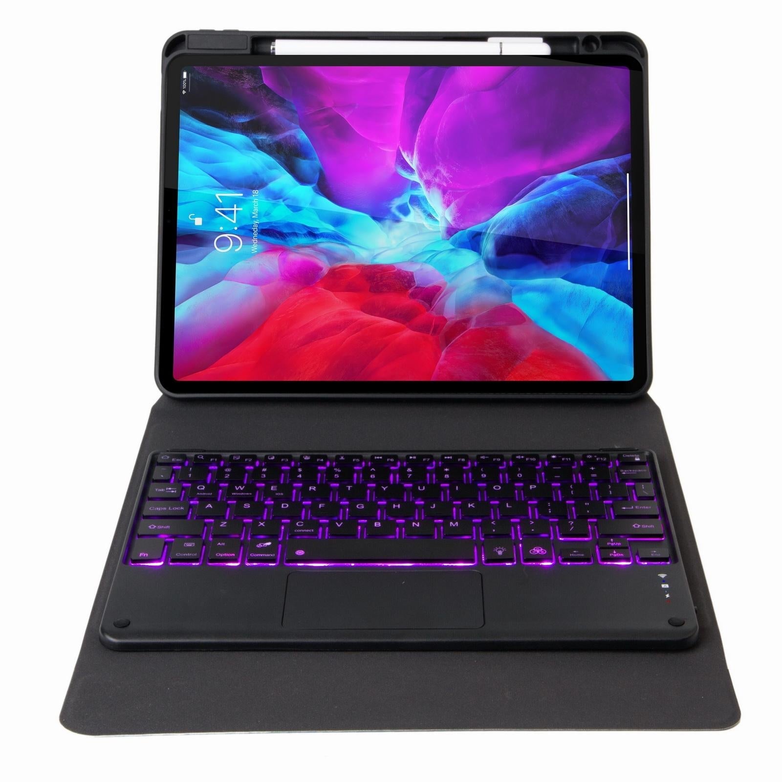 Bluetooth Keyboard Leather Case For Ipad 9.7 2018 / 2017 With Backlight & Three-Fold Holder - Rainbow 10