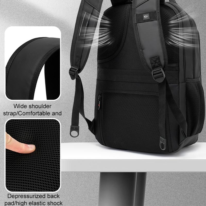 Waterproof Double Shoulder Backpack With Usb Black - 19 Inch 4