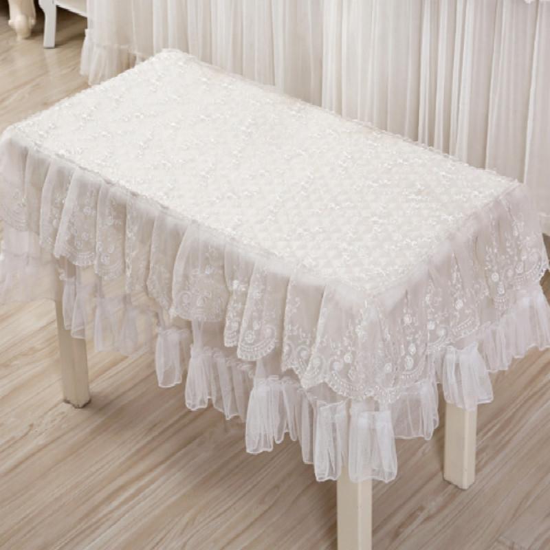 White Lace Piano Dust Cover - Embroidered Full Size Double Seats 153x33x120 5