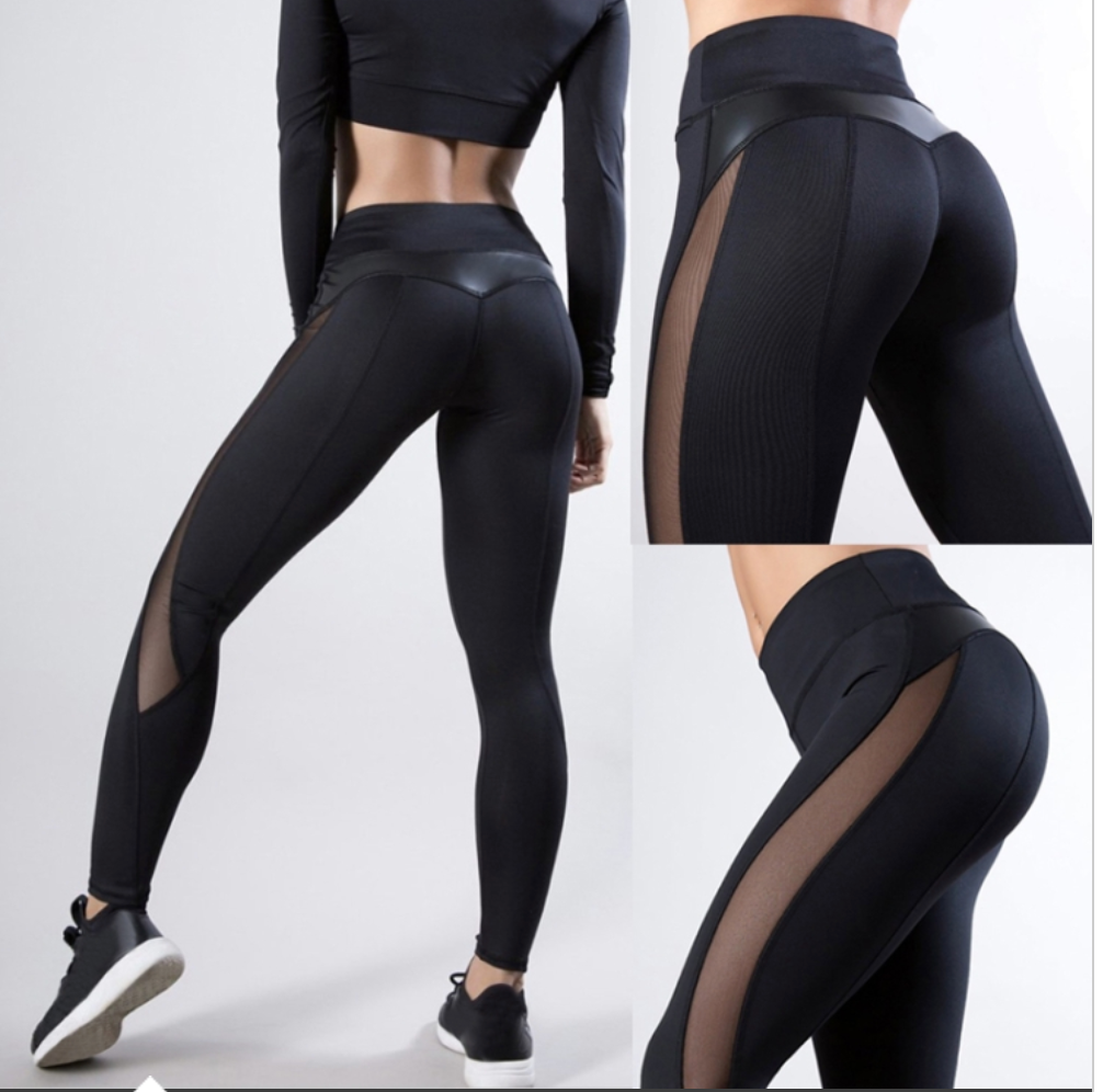 Push Up Fitness Leggings - Seamless Mesh Workout Pants For Women Xl Black 4