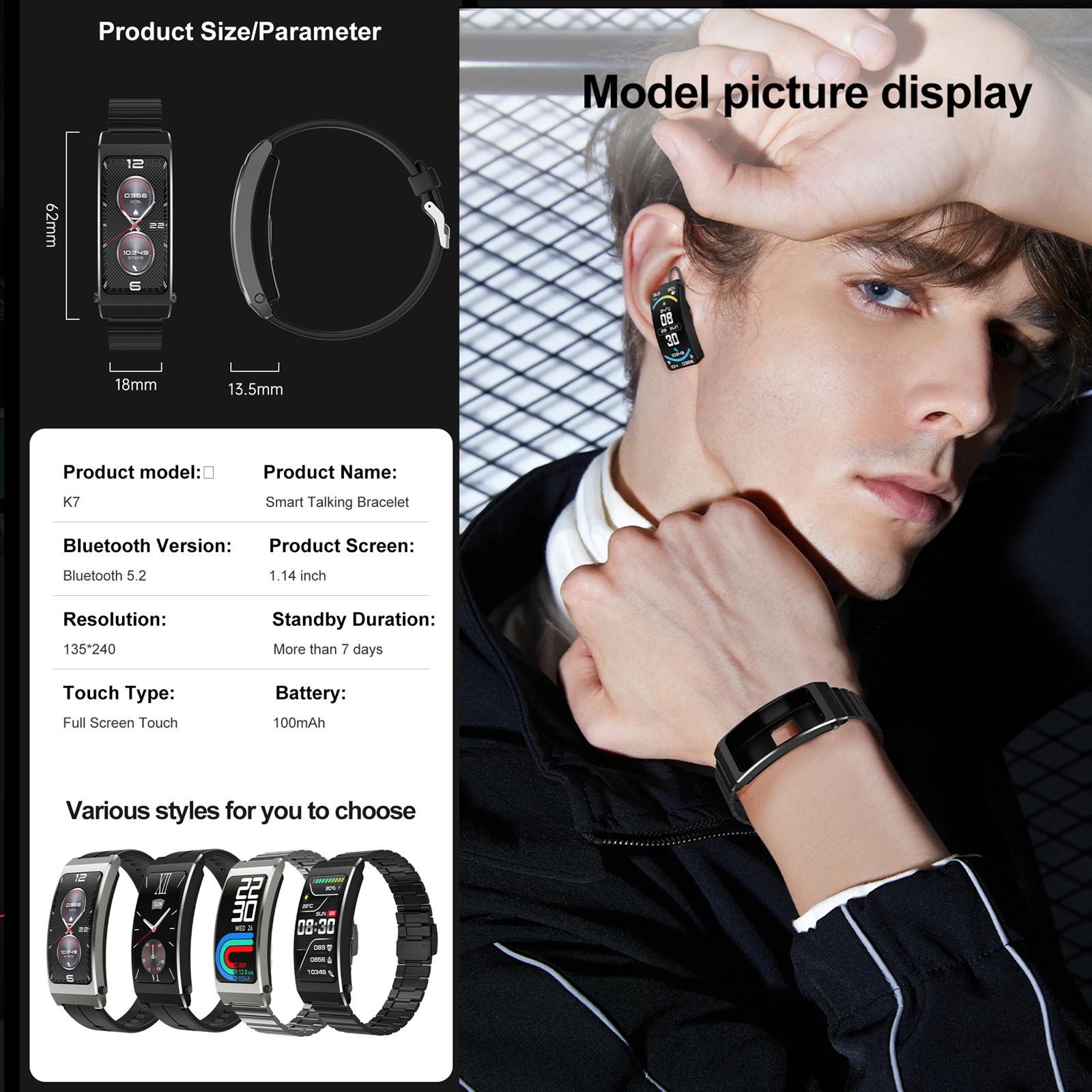 Smart Health Monitoring Bracelet With Bt Call And Leather Strap - Black Milanese Steel Strap 10