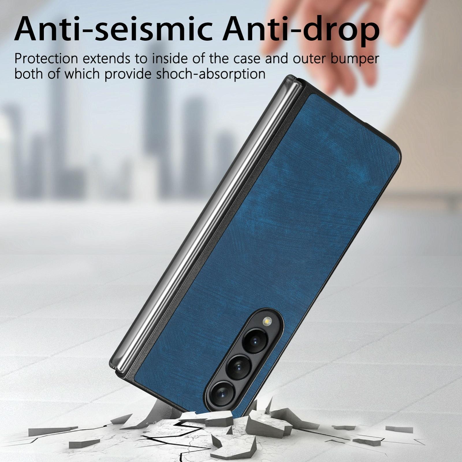 For Samsung Galaxy Z Fold4 5G Pu Back Cover - Solid Colour - Brown 5