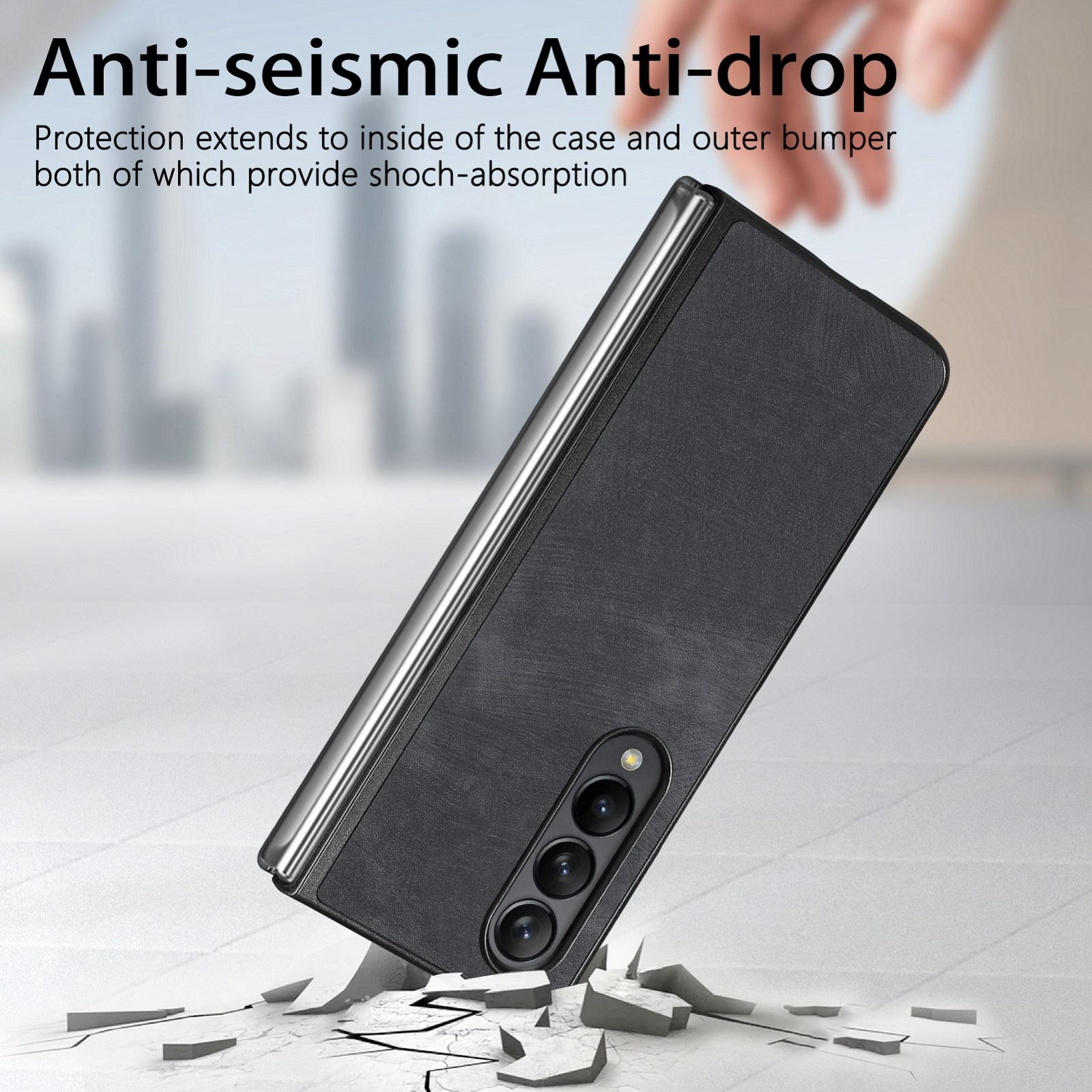 For Samsung Galaxy Z Fold4 5G Pu Back Cover - Solid Colour - Brown 11