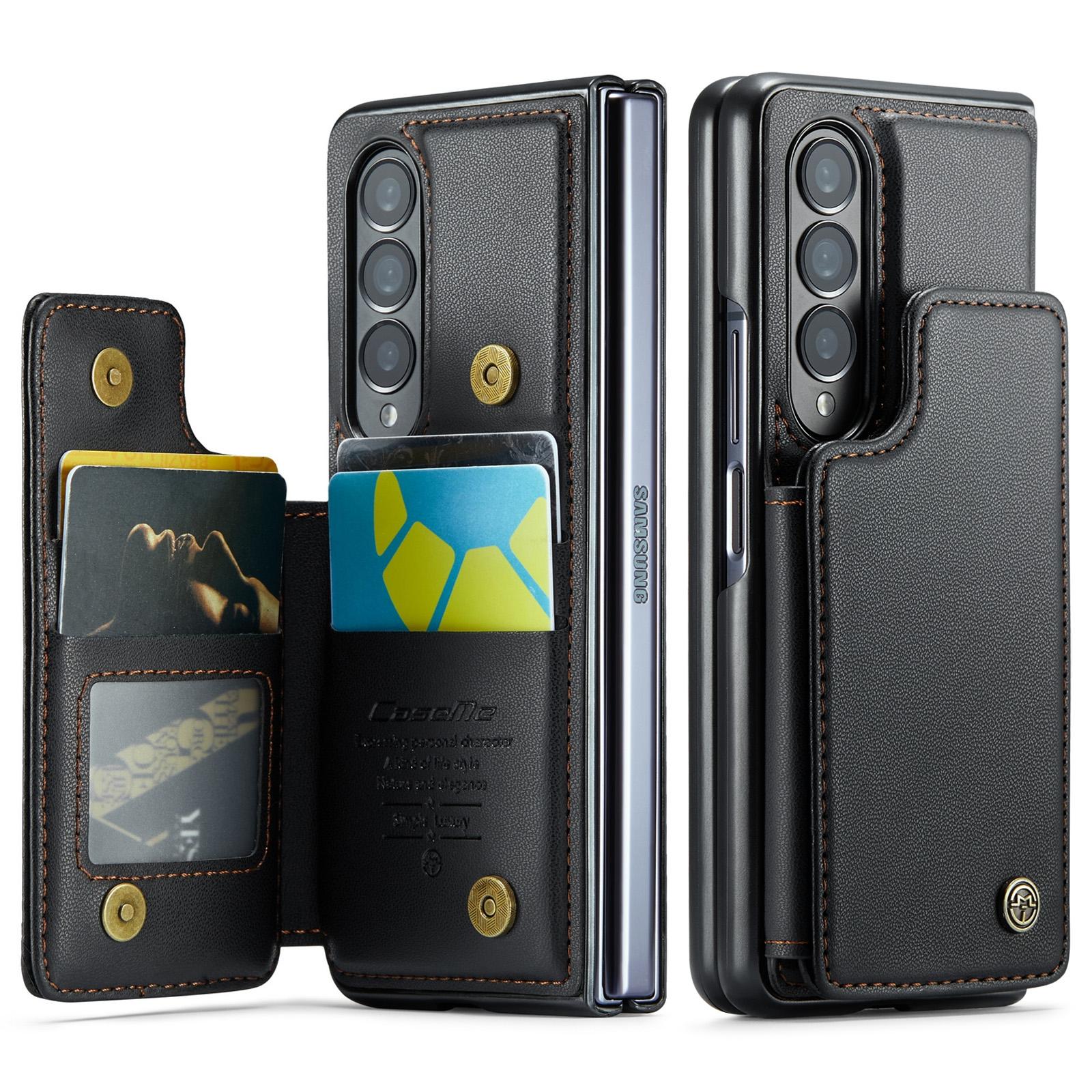 For Samsung Galaxy Z Fold4 5G Leather Rfid Phone Case - Black 3