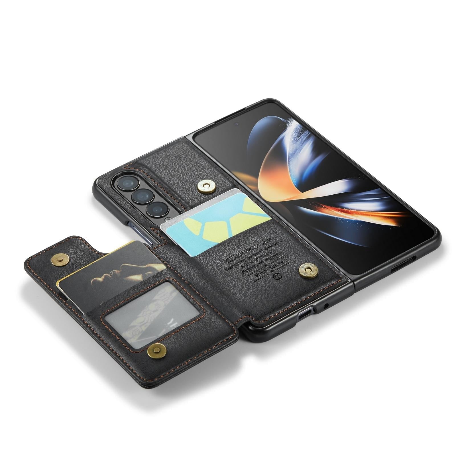 For Samsung Galaxy Z Fold4 5G Leather Rfid Phone Case - Black 7