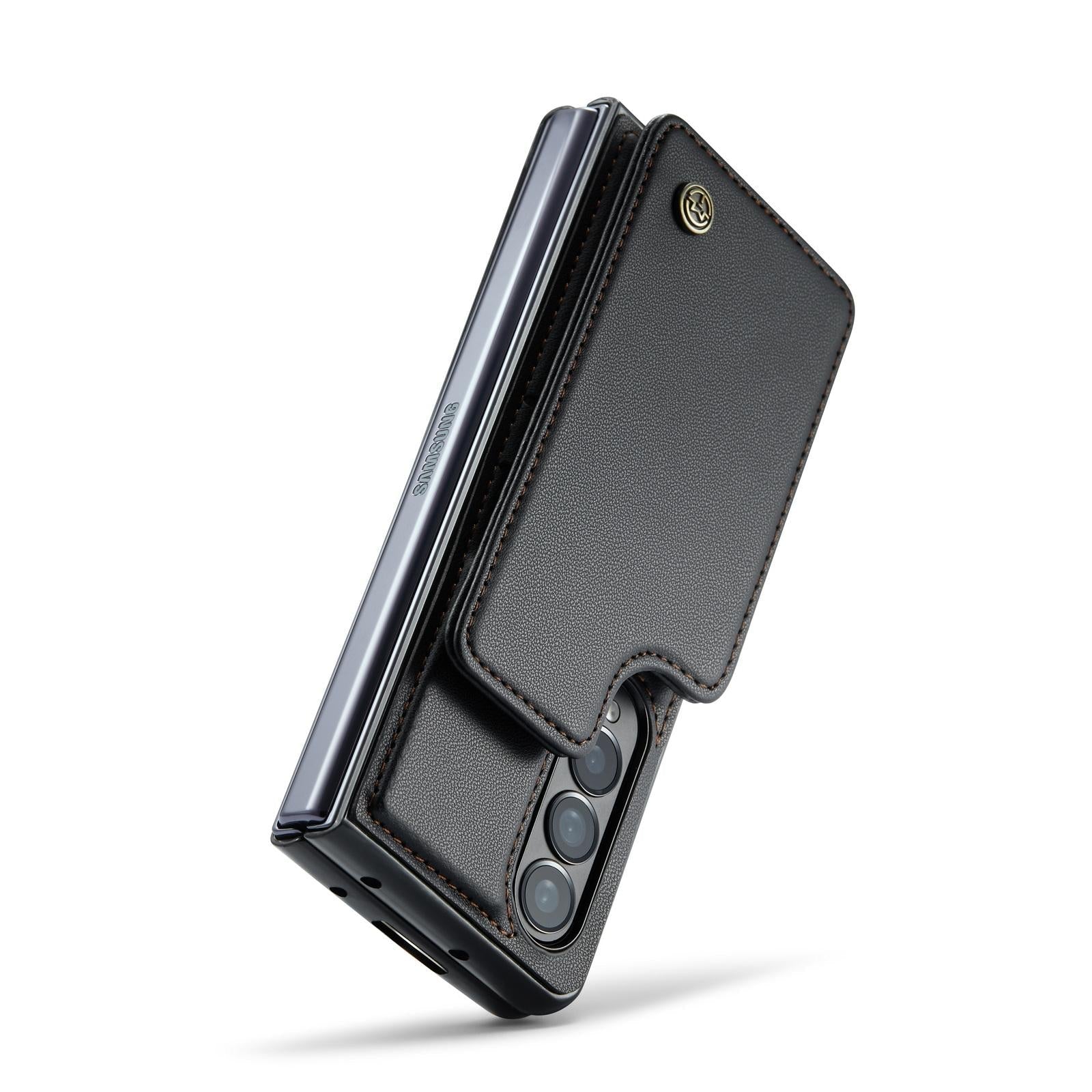 For Samsung Galaxy Z Fold4 5G Leather Rfid Phone Case - Black 8