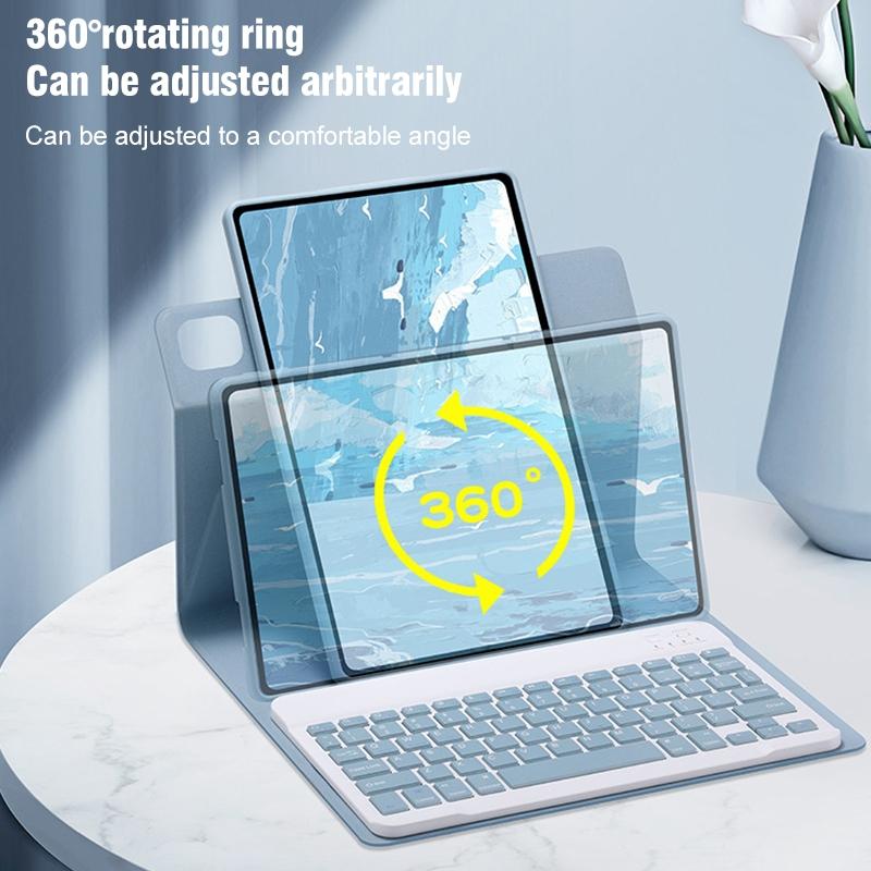 360 Degree Rotatable Bluetooth Keyboard Leather Case - Square Button - Mint Green - For Ipad Air 2022 / Ipad Pro 11 2021 7