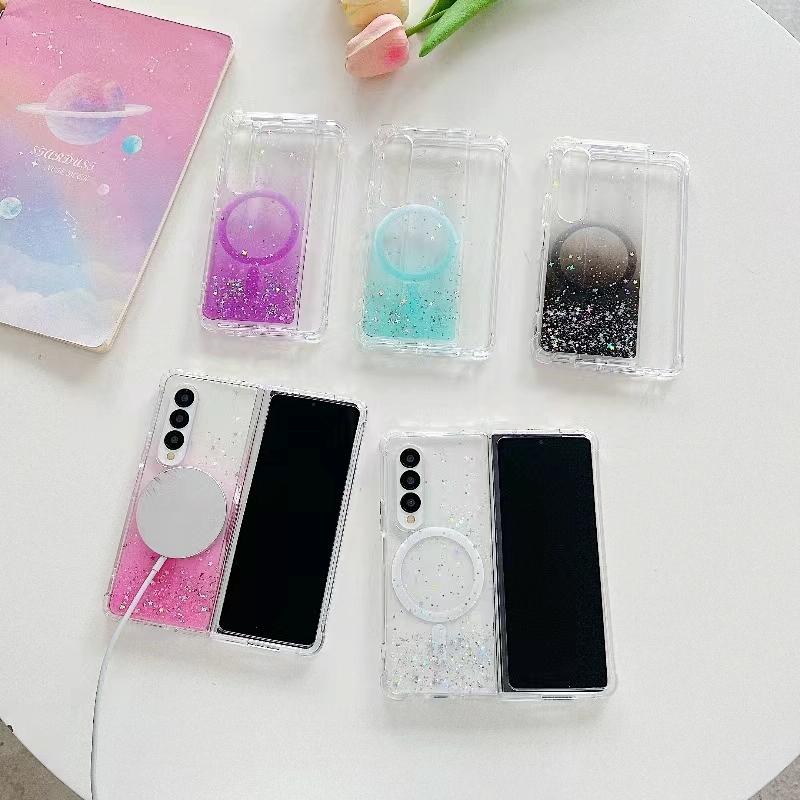 For Samsung Galaxy Z Fold4 5G Sparkle Tpu Case With Magsafe - Pink 7