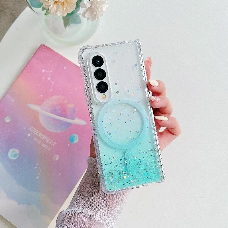 For Samsung Galaxy Z Fold4 5G Sparkle Tpu Case With Magsafe - Pink 13