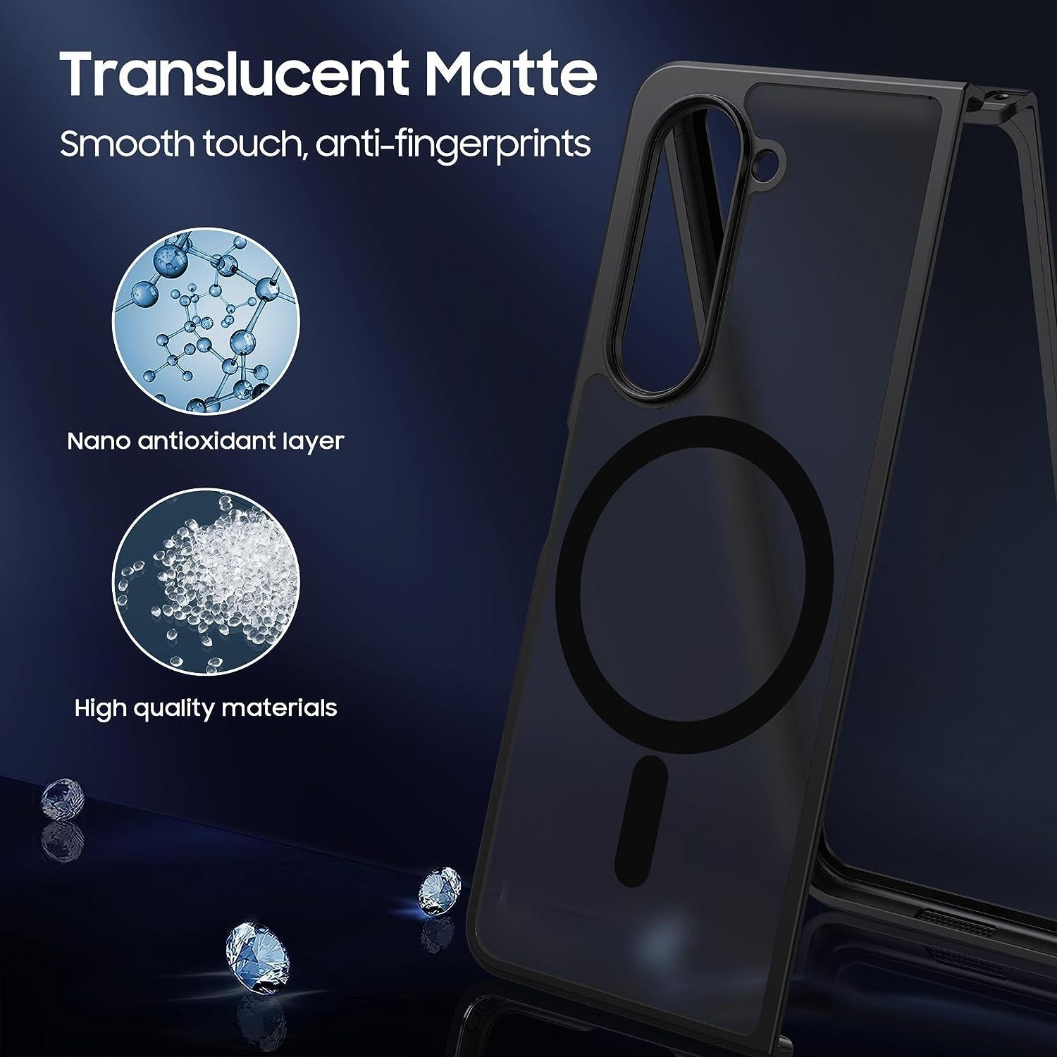 For Samsung Galaxy z Fold4 5G Ultra-thin Translucent Magsafe Case  - Black 3