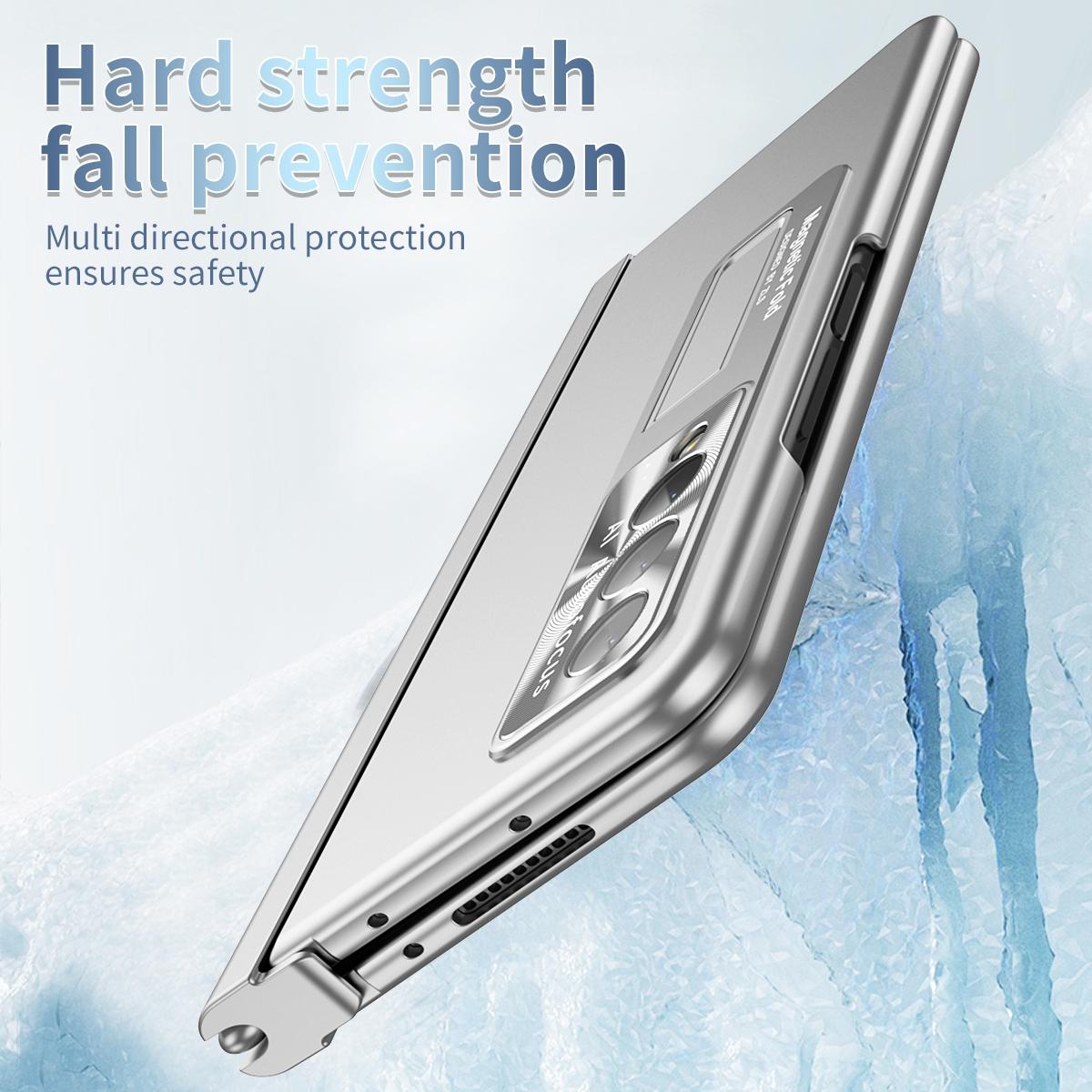 For Samsung Galaxy Z Fold4 5G Foldable Phone Case With Pen Slot - Electroplated - Pink 7