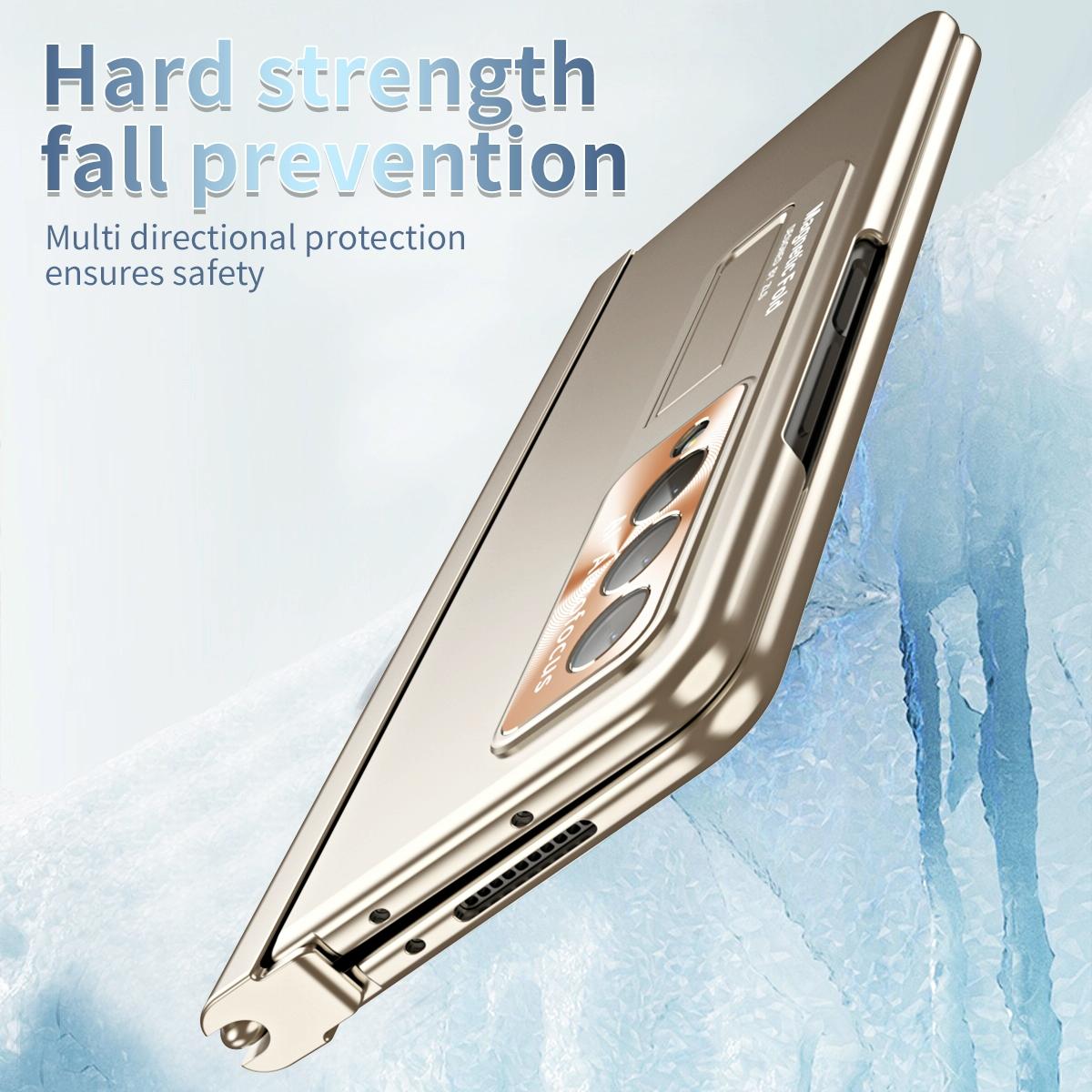 For Samsung Galaxy Z Fold4 5G Foldable Phone Case With Pen Slot - Electroplated - Pink 13